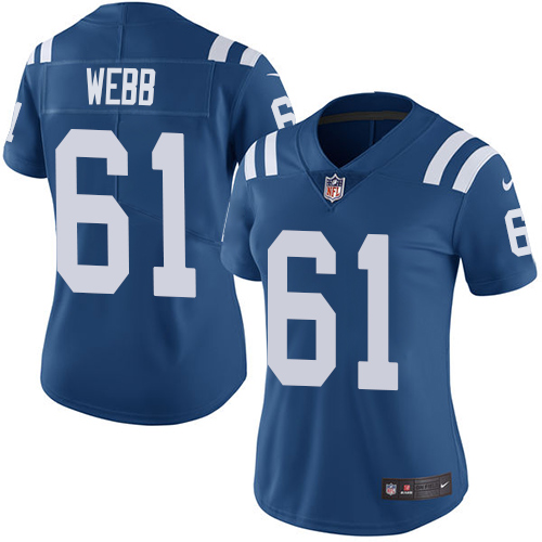 Indianapolis Colts #61 Limited Webb Royal Blue Nike NFL Home Women Vapor Untouchable jerseys